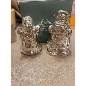 Vintage Lenox Kirk Stieff Pewter Santa And Mother Claus Salt And Pepper Shakers
